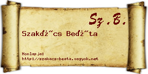 Szakács Beáta névjegykártya